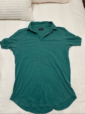 Goodlife Men's Teal-Green Short Sleeve Polo